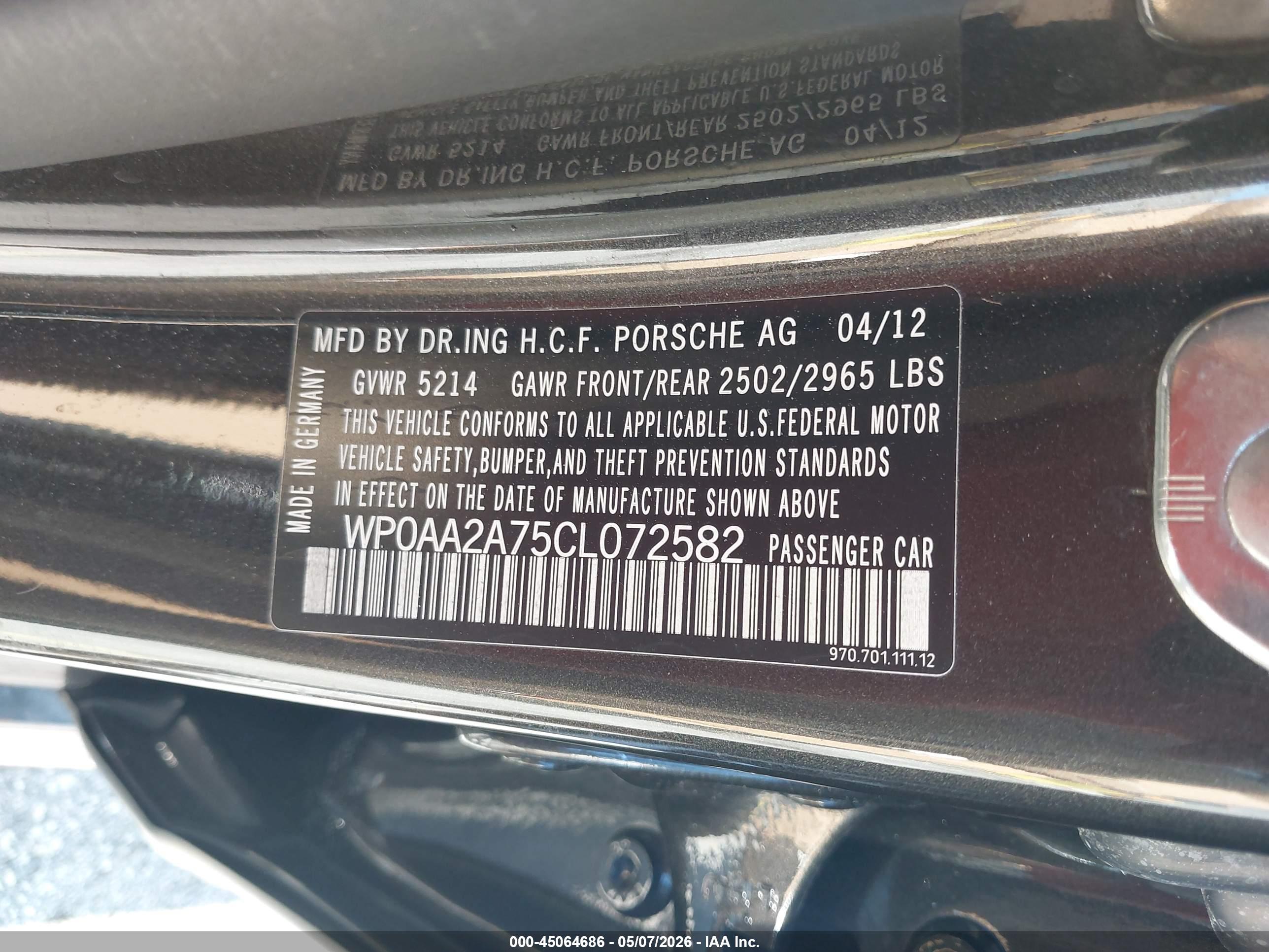 WP0AA2A75CL072582 — photo 9